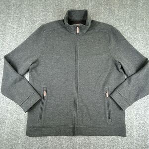 Johnston & Murphy Jacket Mens Sz L Melange Knit Full-Zip Tech Gray Casual Preppy